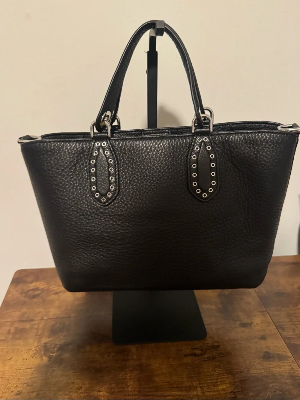 Michael Kors Black Pebbled Leather Satchel with Tassel Charm